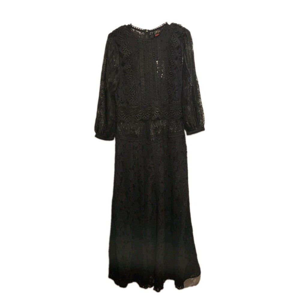 Johnny Was Biya Black Thea Lace Maxi Dress  Small NWT No Slip